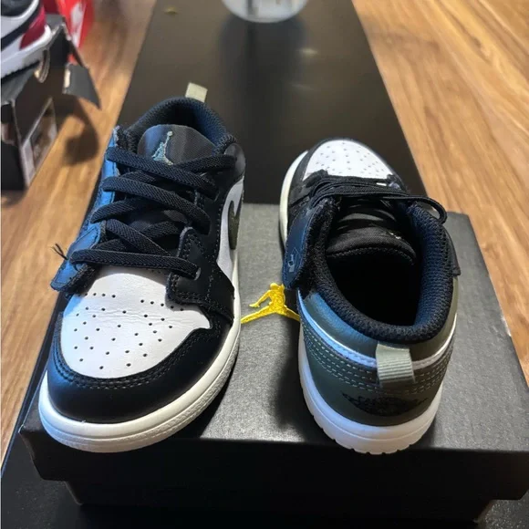 Jordan Kids Black, White, and Olive Sneakers - Picture 3 of 4